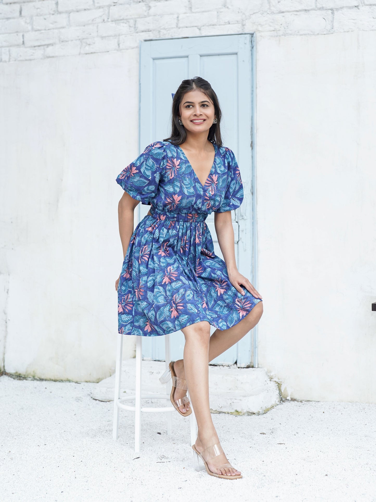Emily Handblock Printed Tropical Day Dress