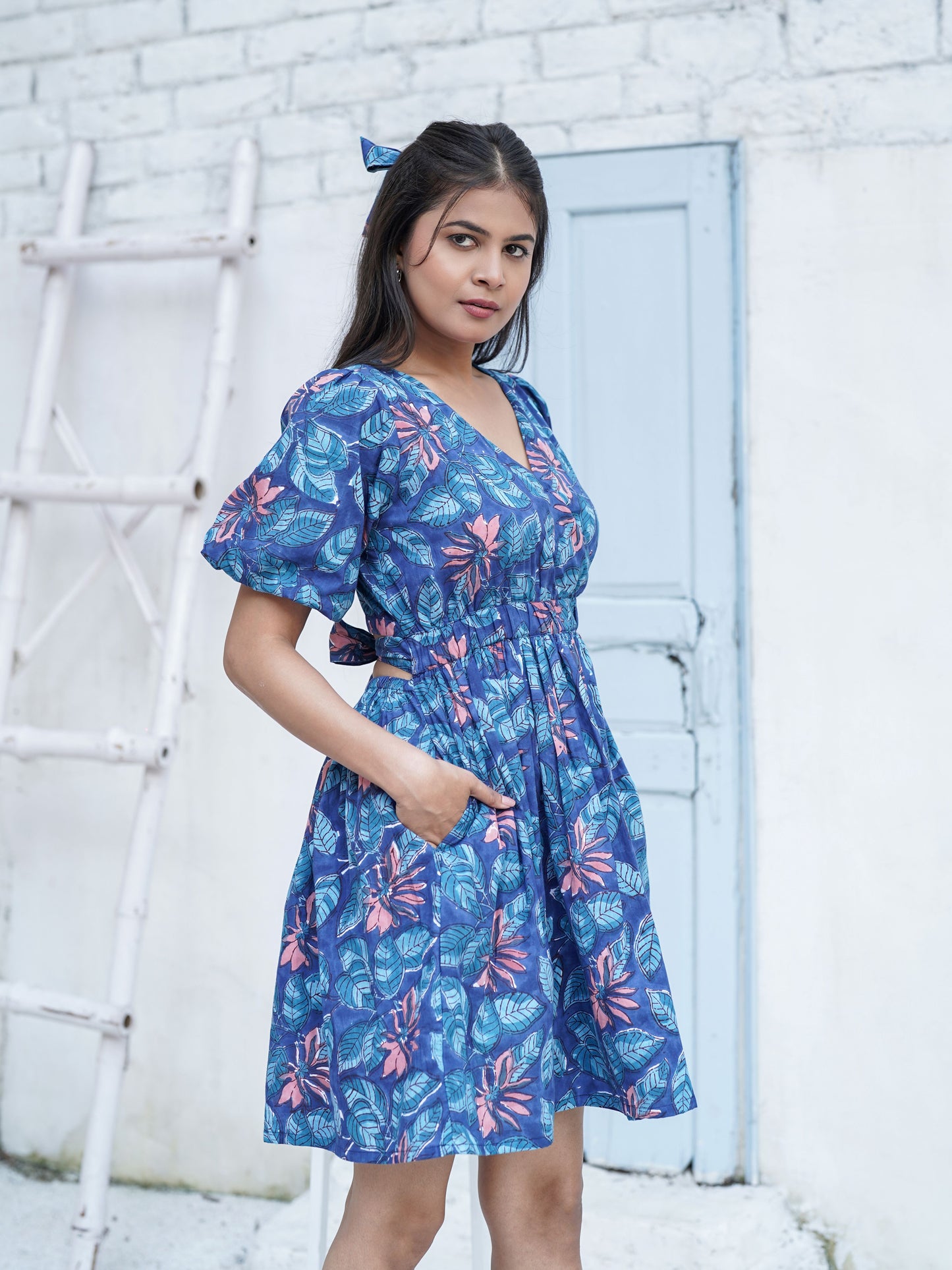 Emily Handblock Printed Tropical Day Dress