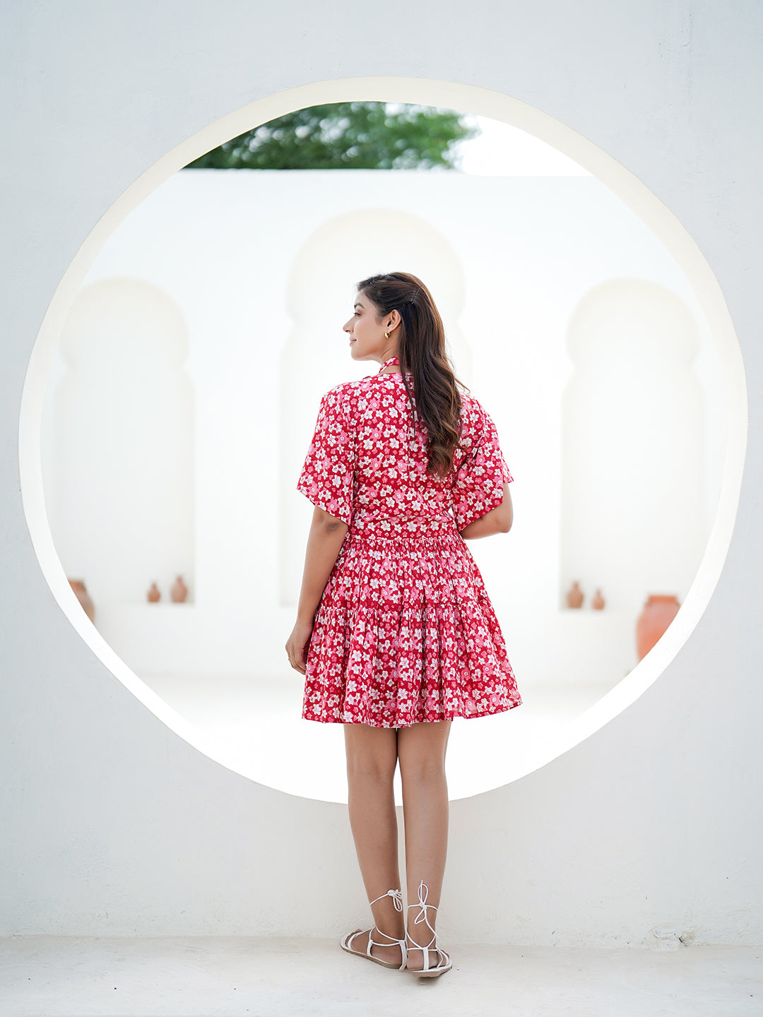 Zinnia Handblock Printed Short Dress