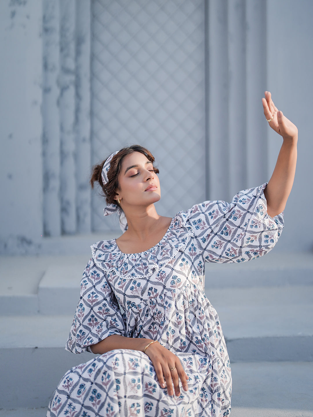 Aria Hand Block Printed Dress