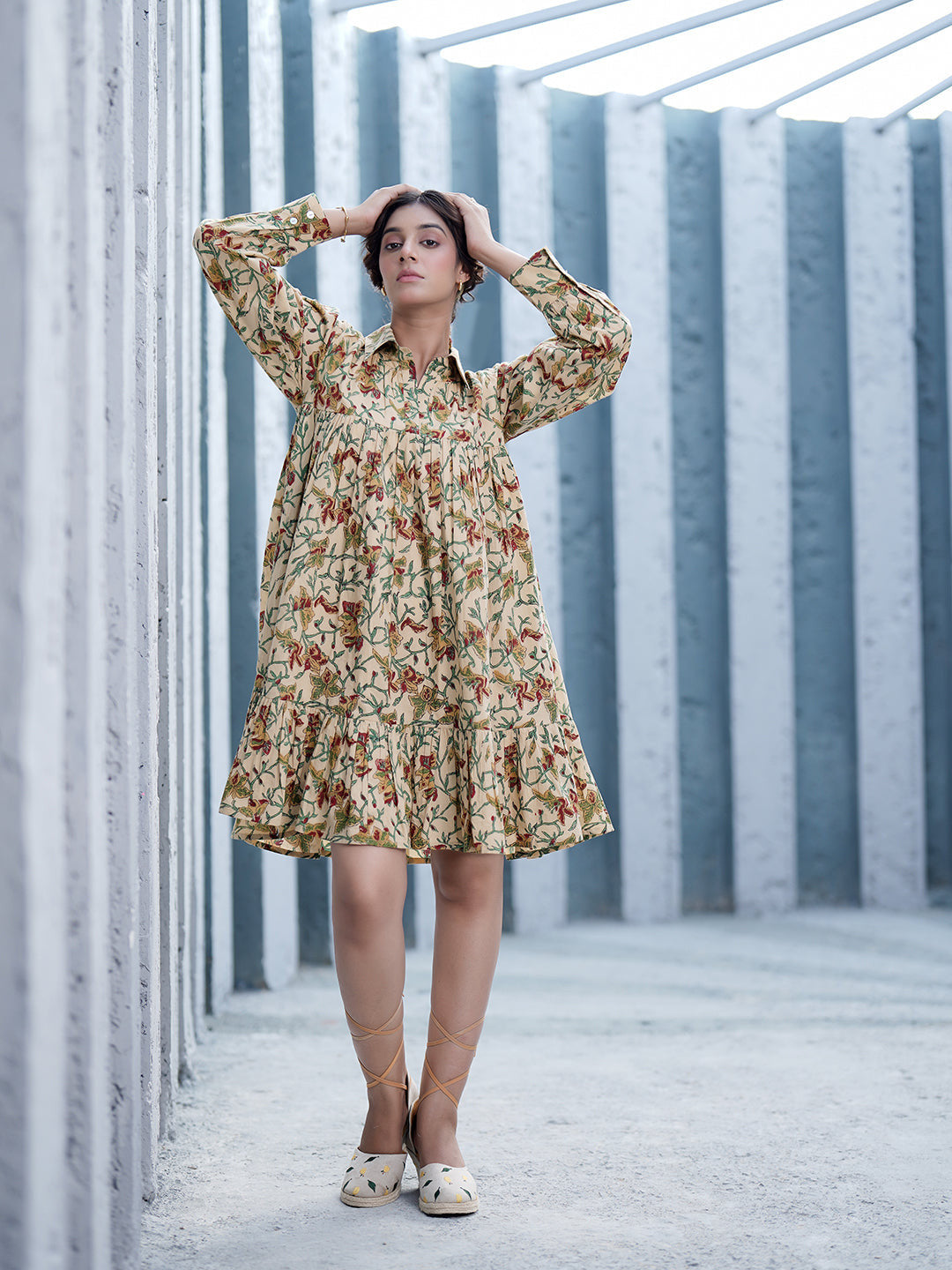 Caterina Handblock Printed Shirt Dress