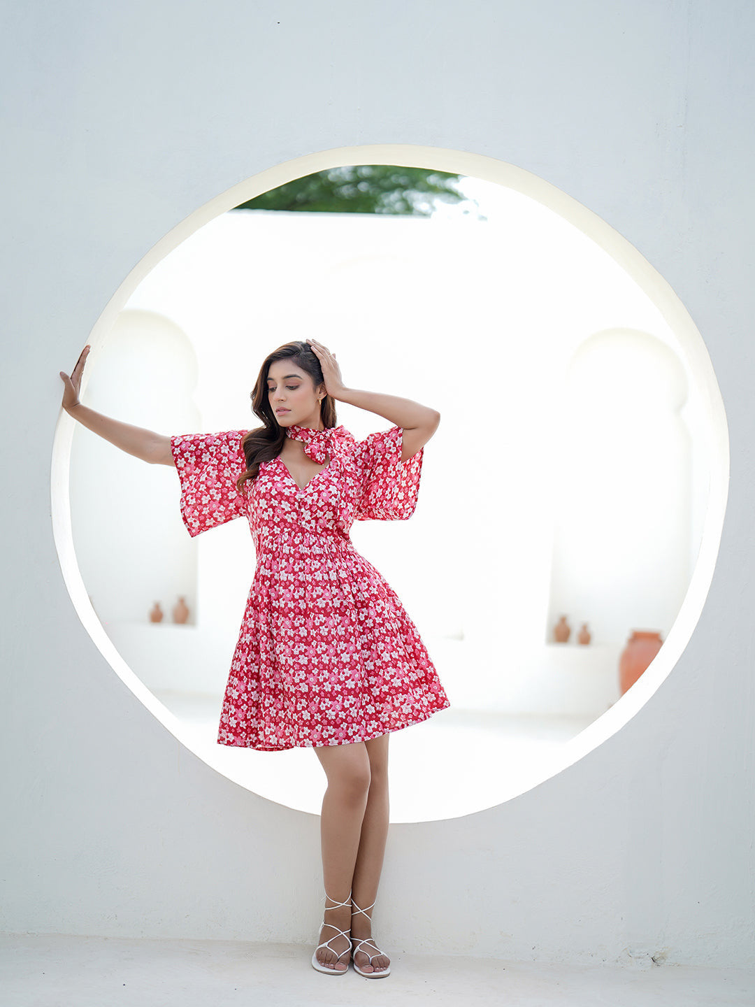 Zinnia Hand Block Printed Bloom Mini Dress