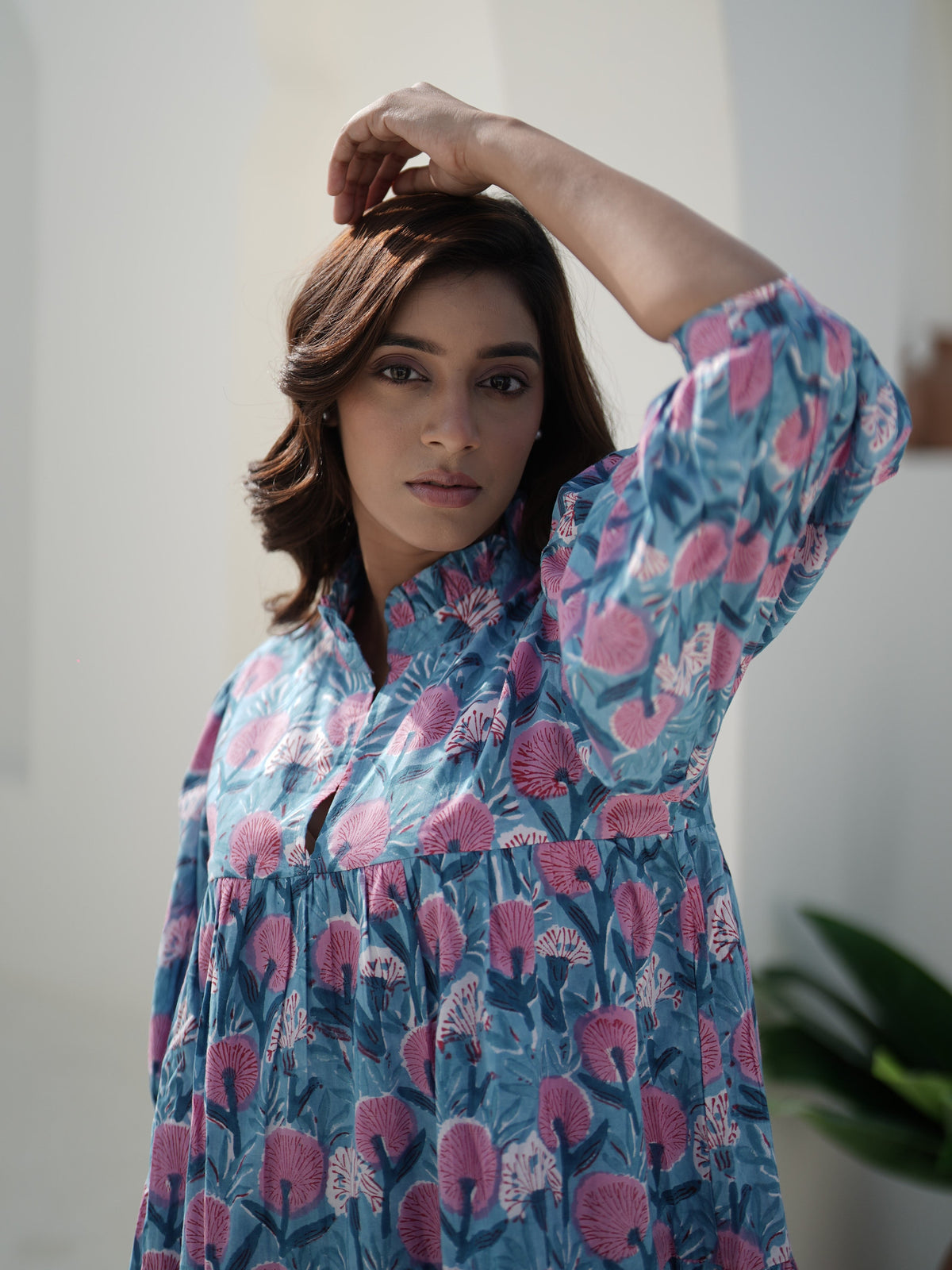Evelyn Hand Block Printed Midi Dress