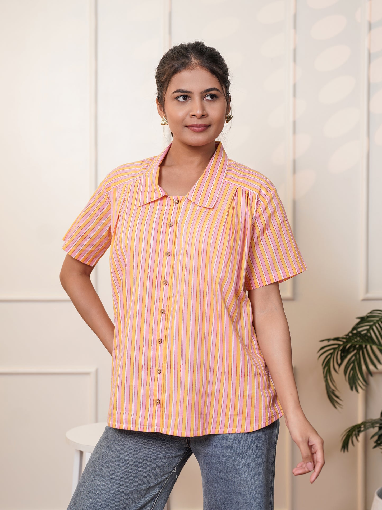 Anaya Handblock Printed Shirt Top