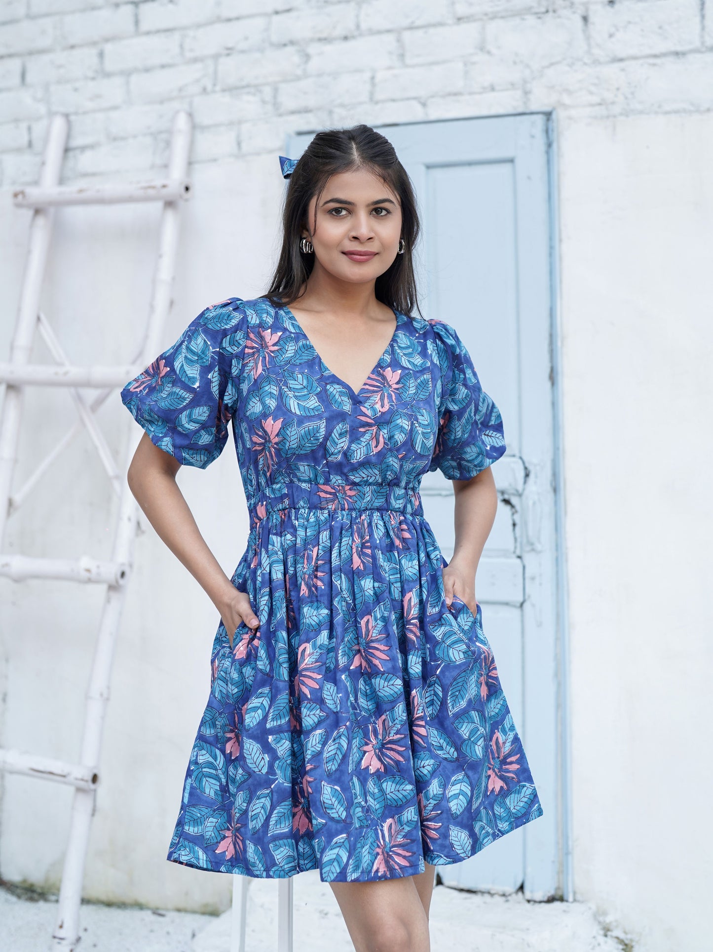Emily Handblock Printed Tropical Day Dress
