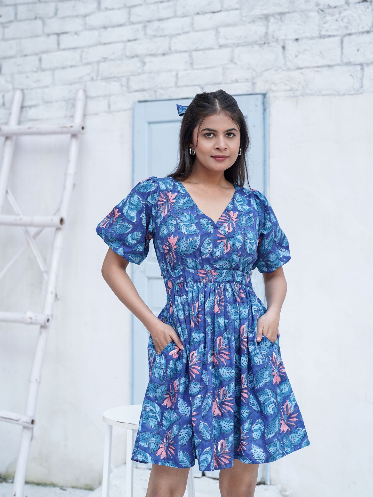 Emily Handblock Printed Tropical Day Dress