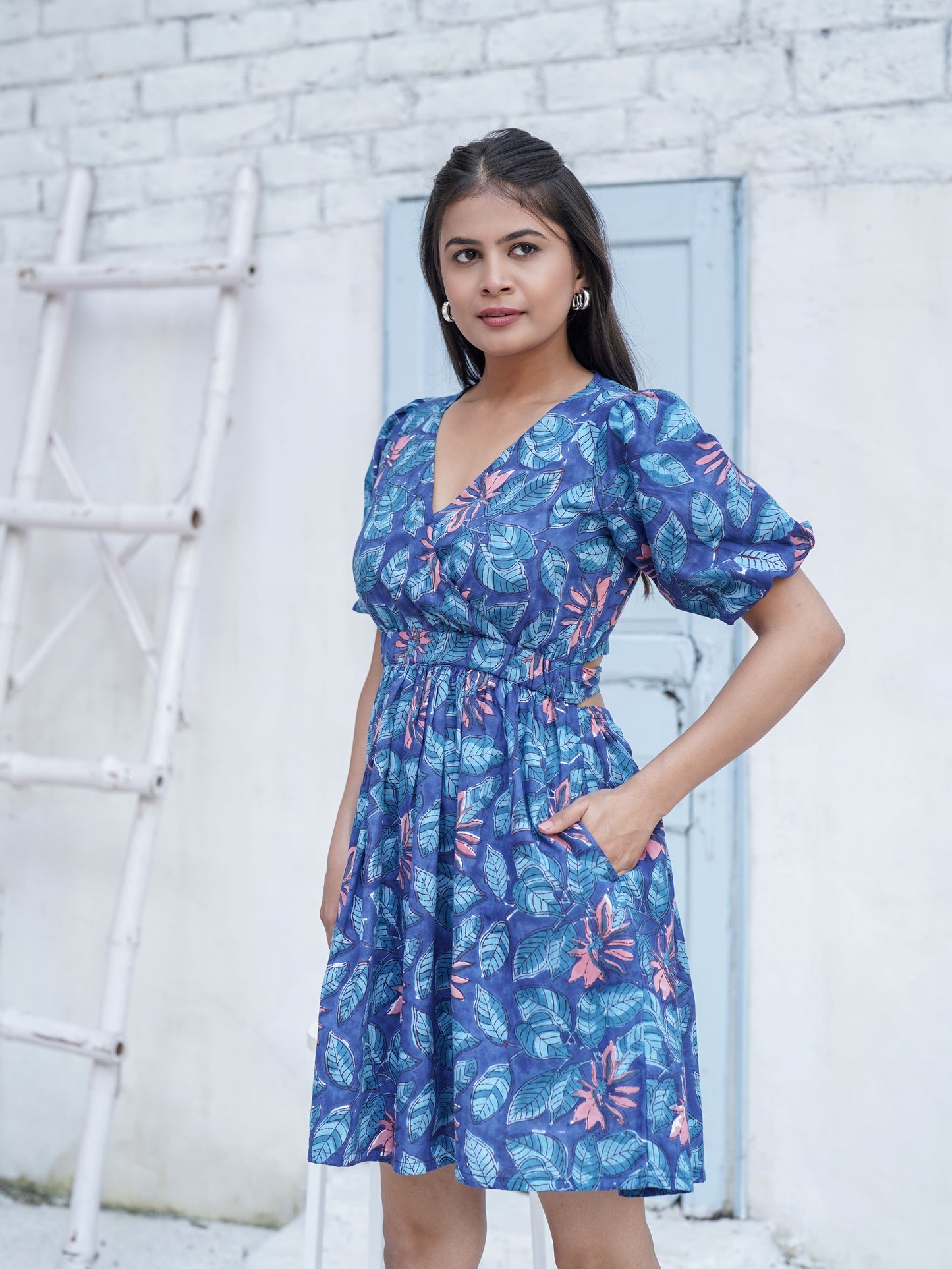 Emily Handblock Printed Tropical Day Dress
