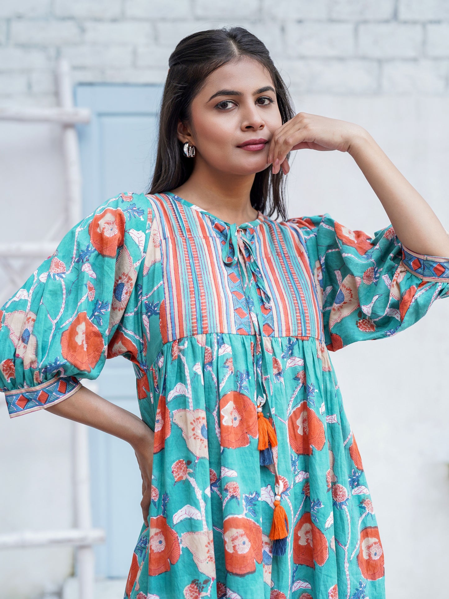 Miraya Handblock Printed Garden Stroll Dress