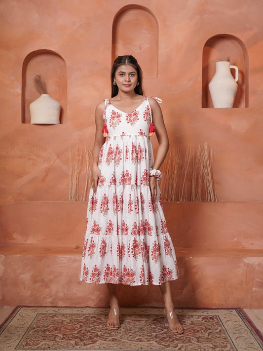 Amelia Handblock Printed Daydream Long Dress