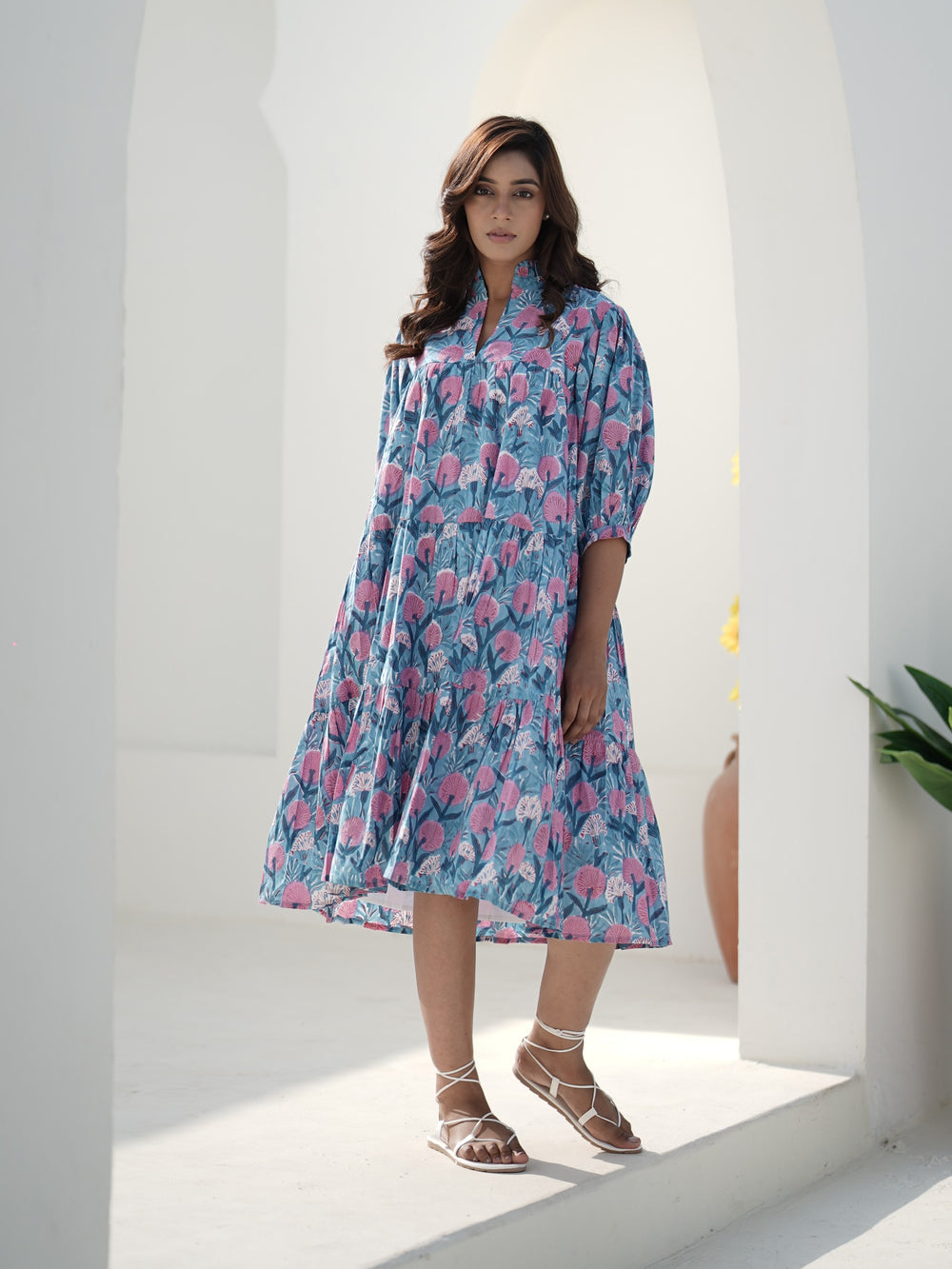 Evelyn Handblock Printed Dress