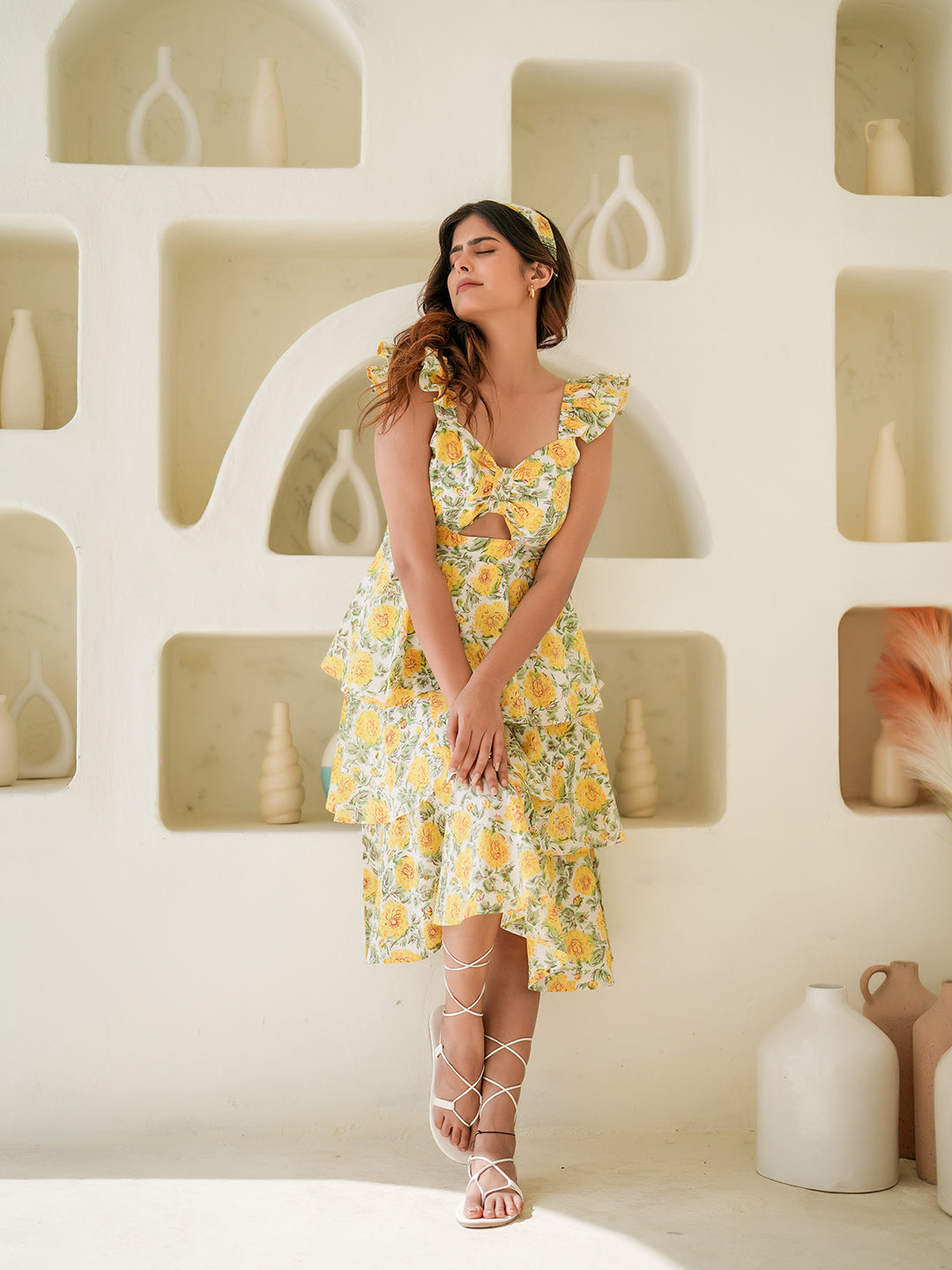Azalia HandBlock Printed Tiered Dress