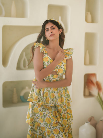 Azalia HandBlock Printed Tiered Dress