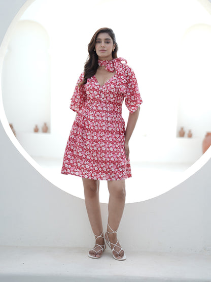 Zinnia Handblock Printed Short Dress
