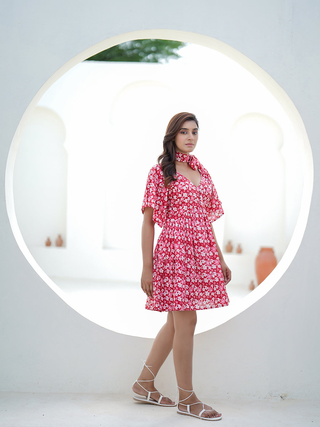 Zinnia Handblock Printed Short Dress