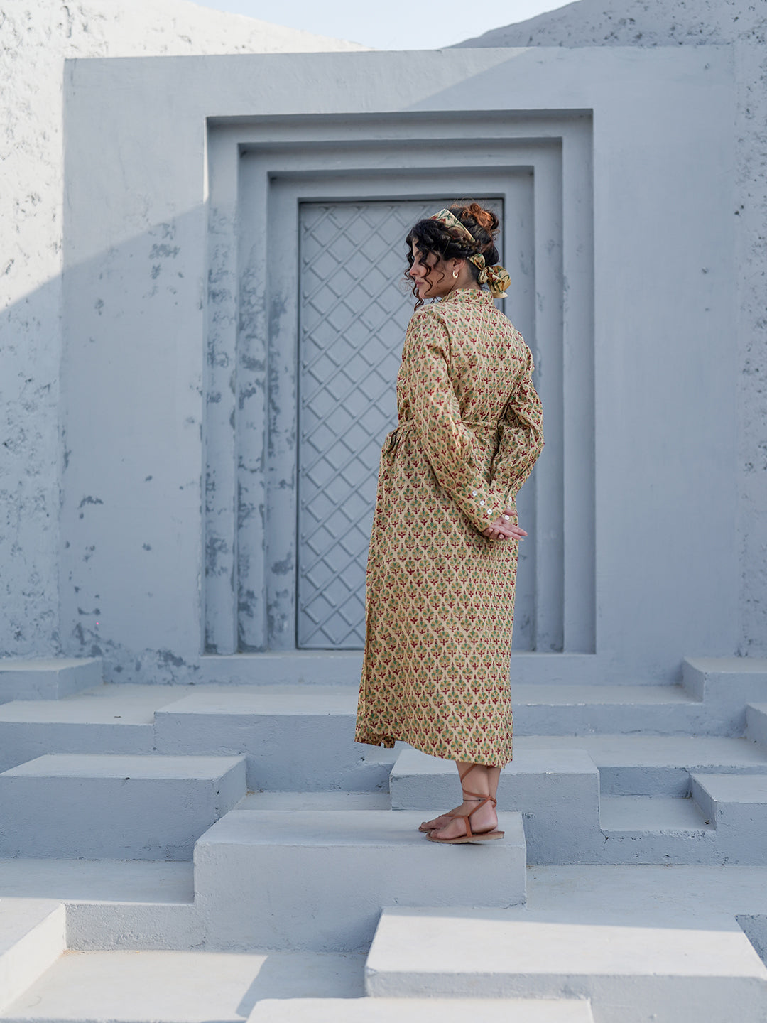 Caterina HandBlock Printed Shirt Dress