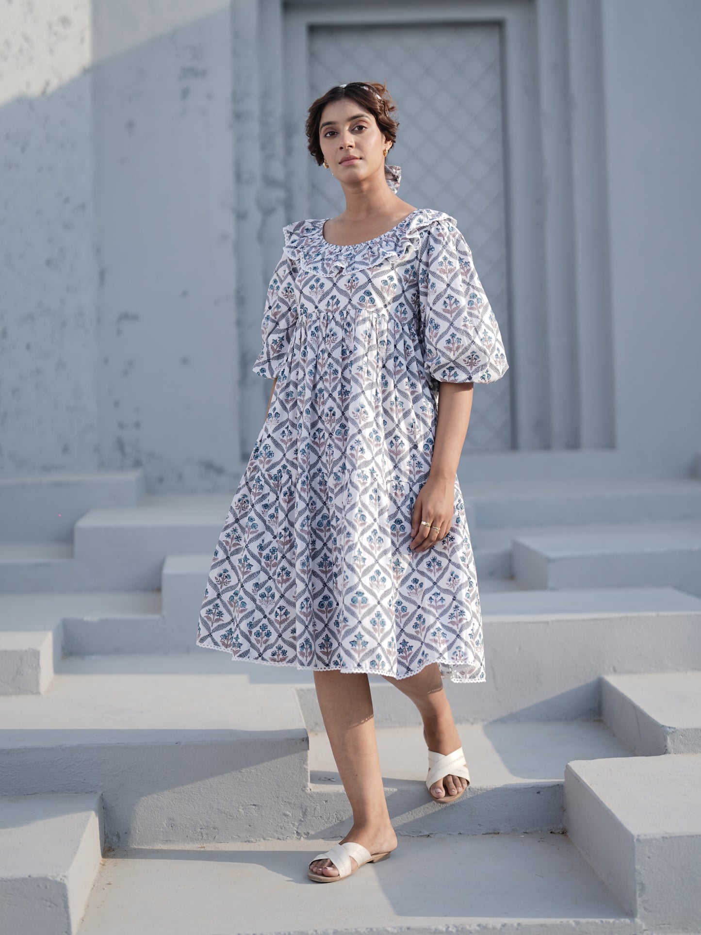 Aria Hand Block Printed Dress