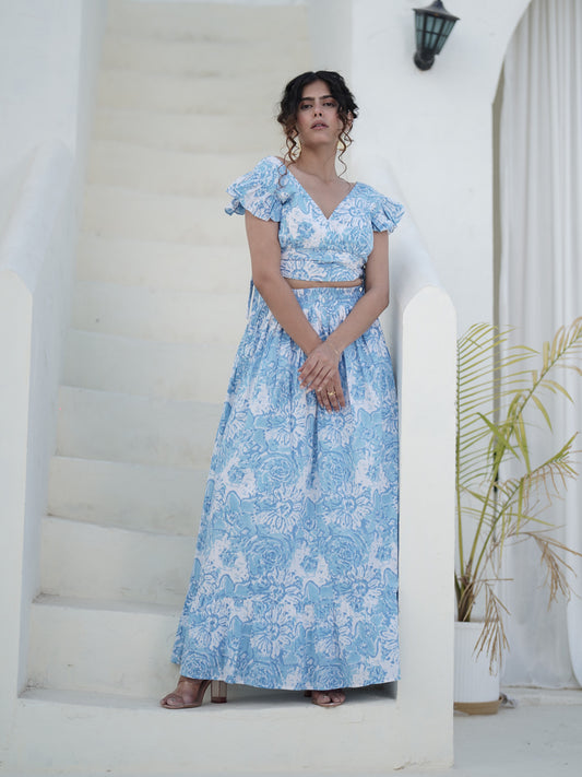 Alessia Hand Block Printed Top & Skirt