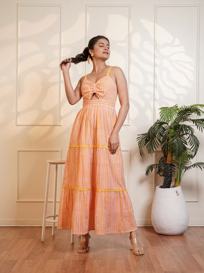 Rebecca Hand Block Printed Sunshine Maxi Dress