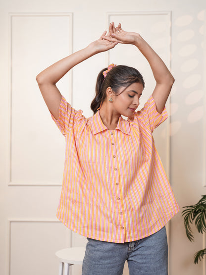 Anaya Handblock Printed Shirt Top