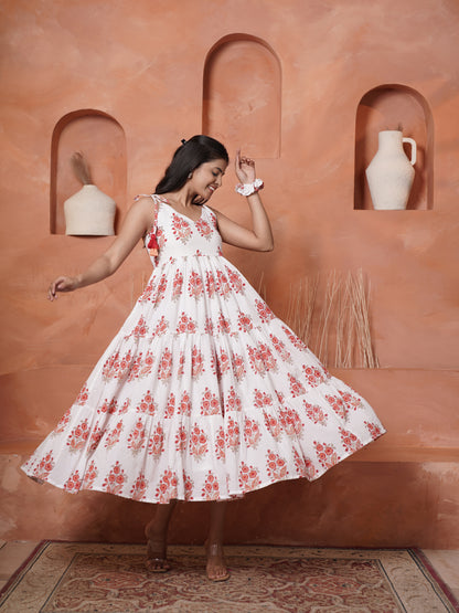 Amelia Handblock Printed Daydream Long Dress