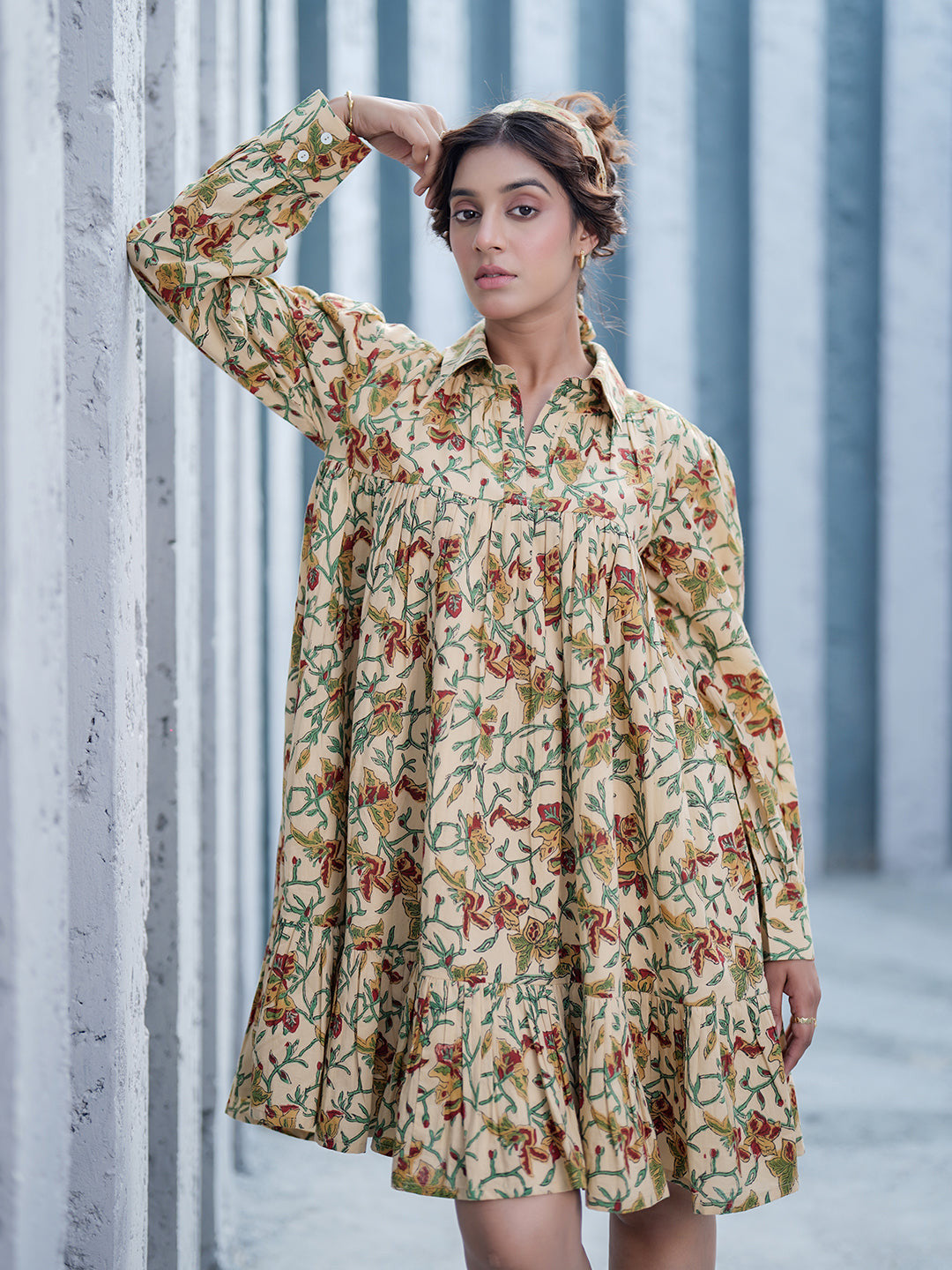 Caterina Handblock Printed Shirt Dress