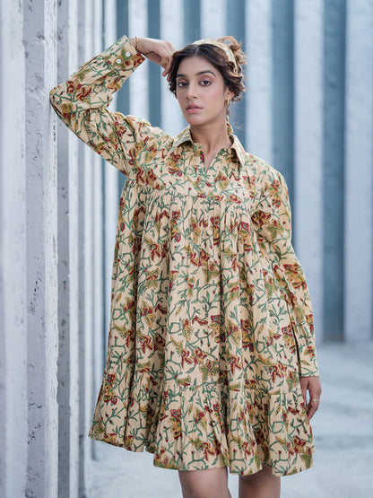 Caterina Handblock Printed Shirt Dress