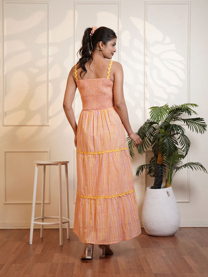 Rebecca Hand Block Printed Sunshine Maxi Dress