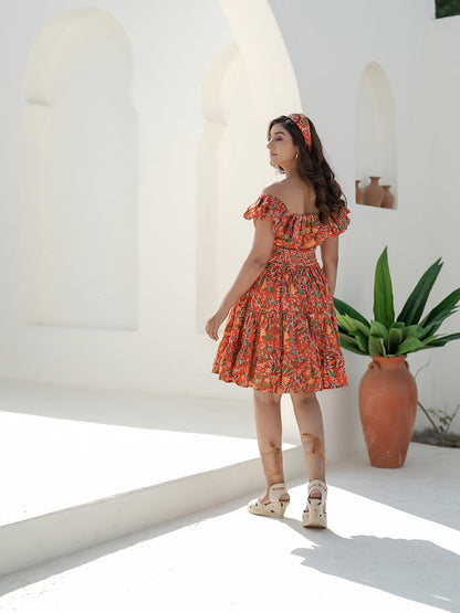 Shimer Hand Block Printed Smocked Dress