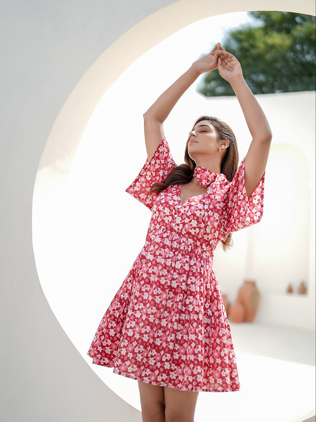 Zinnia Hand Block Printed Bloom Mini Dress