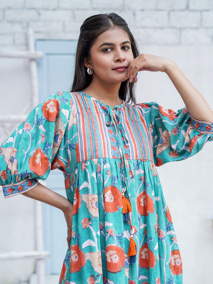 Miraya Hand block Printed Garden Stroll Dress