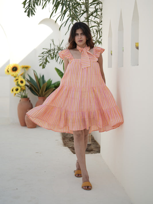 Chiara Hand Block Printed Tiered Dress