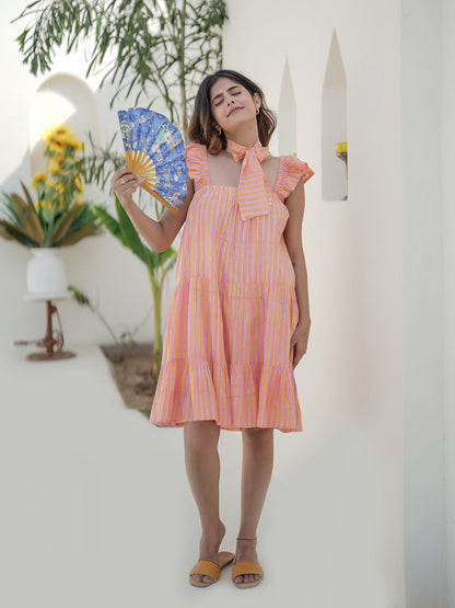 Chiara Hand Block Printed Tiered Dress