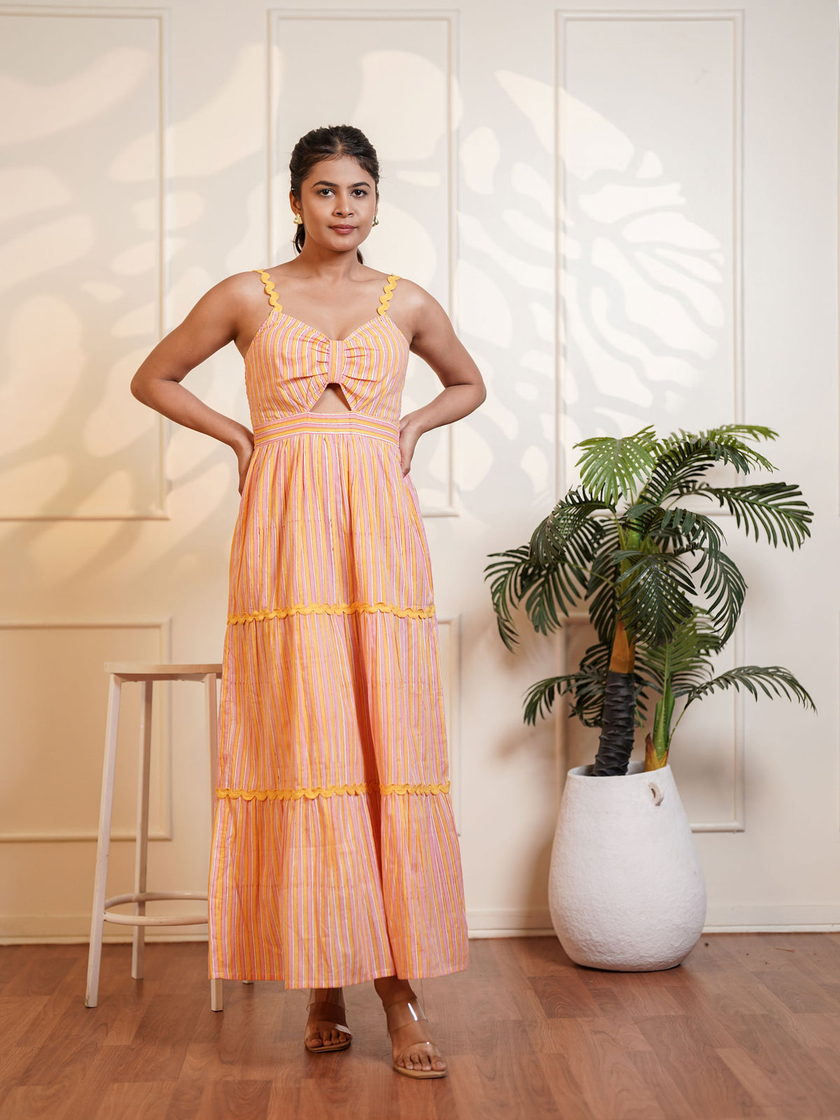 Rebecca Hand Block Printed Sunshine Maxi Dress
