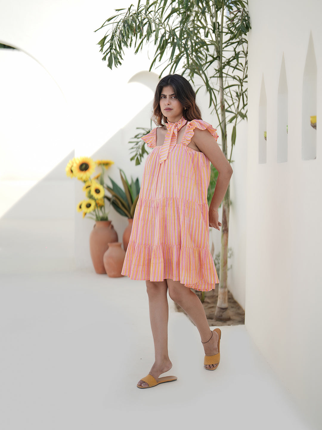 Chiara Hand Block Printed Tiered Dress