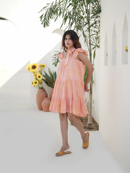 Chiara Hand Block Printed Tiered Dress