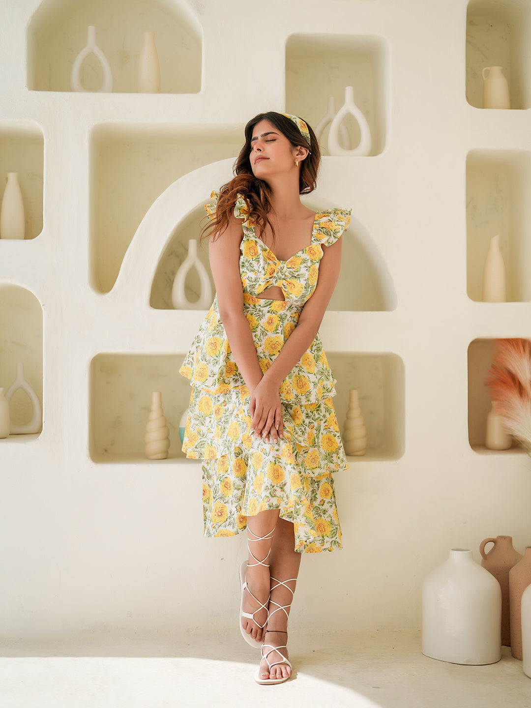 Azalia Hand block Printed Tiered Dress