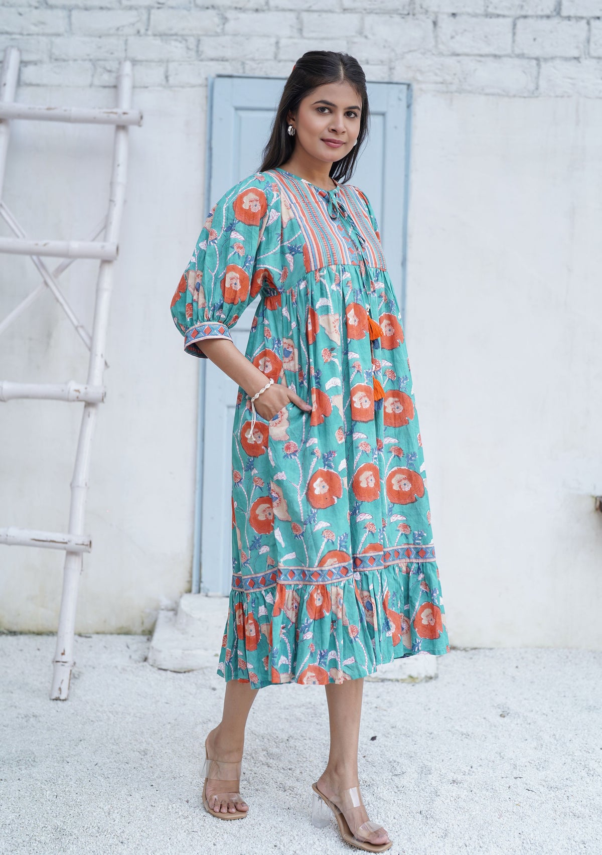 Miraya Hand block Printed Garden Stroll Dress